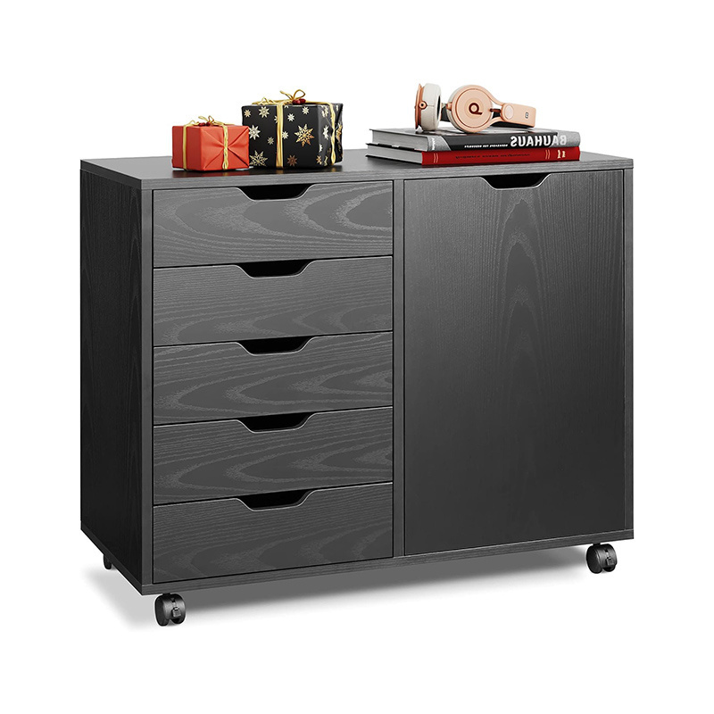 Modern Organizer Cabinet with Wheels Freestanding Entryway Storage Cabinet Home Decor Storage Cabinet with 4 Drawers