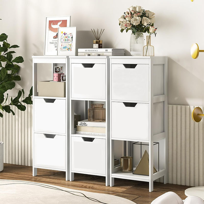 Modern Bathroom Storage Cupboard Cabinet with Drawers Wooden Toilet Towel Storage Shelf