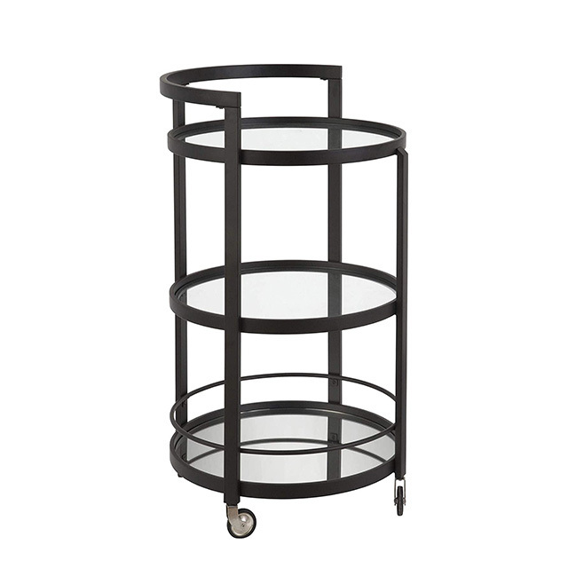 Hot Sale Restaurant Dining Living Room Furniture Portable Candy Black Trolley Bar Cart