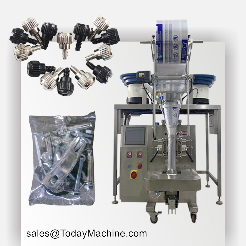 Automatic Buttons Two Bowl Weighting And Counting Packing Machinery Nut Bolt Nail Screw Package Machine