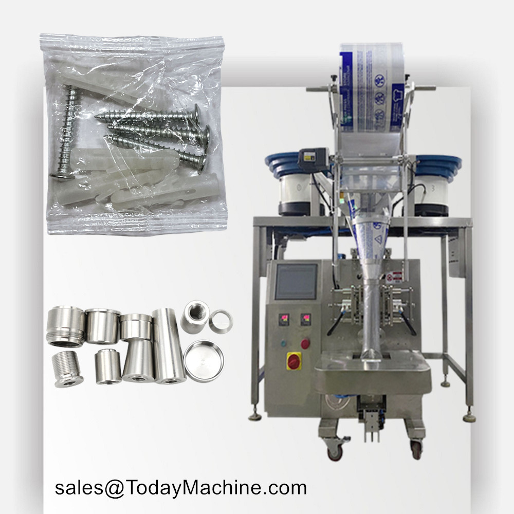 Automatic Buttons Two Bowl Weighting And Counting Packing Machinery Nut Bolt Nail Screw Package Machine