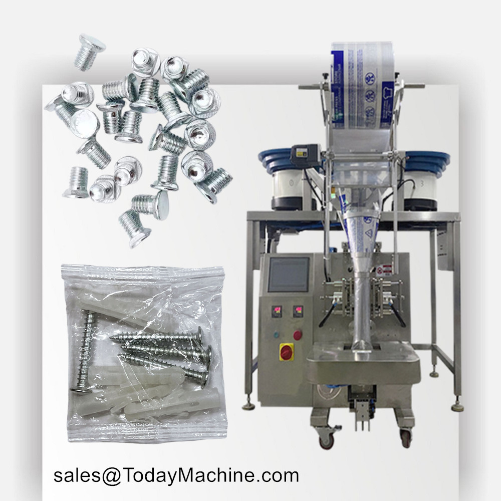 Automatic Buttons Two Bowl Weighting And Counting Packing Machinery Nut Bolt Nail Screw Package Machine