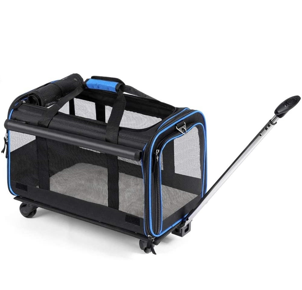 Factory Price Pet Wheels Rolling Carrier Removable Wheeled Travel Carrier For Pets Up