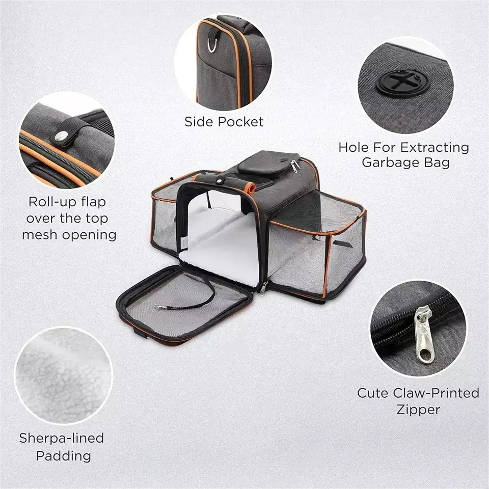 Mesh Outdoor Pet Bag Folding Breathable Cat and Dog Travel Bag Pet Tote Bag OEM Wholesale Two Side Expandable Other Pet Carrier