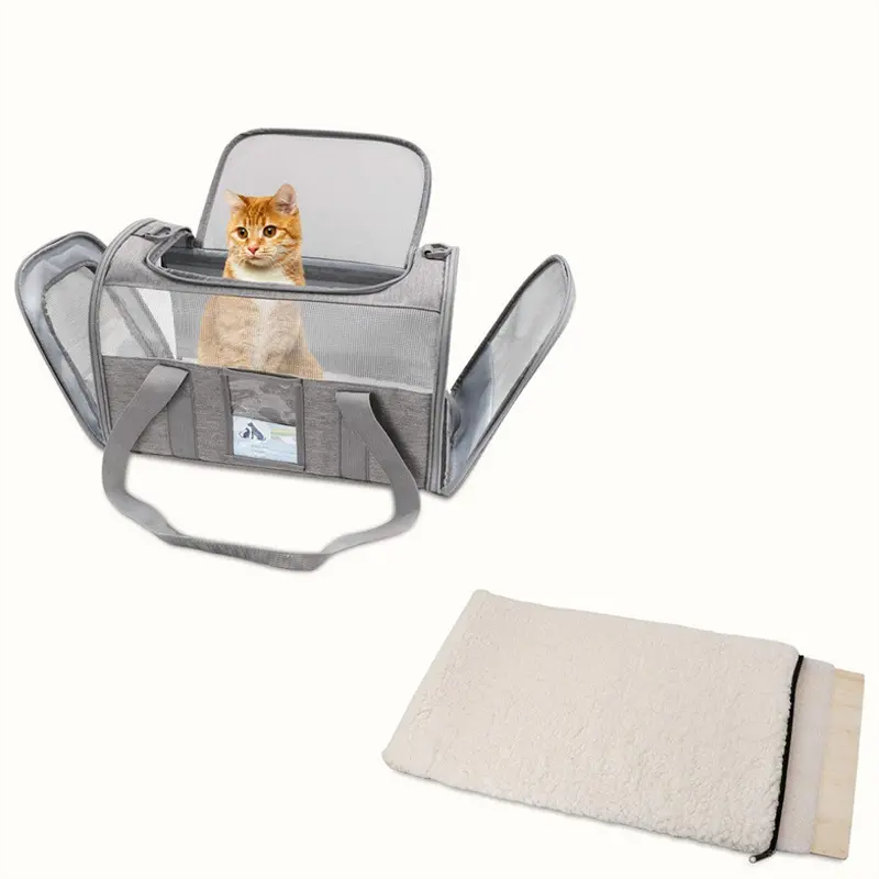 Pet Carrier Airline Approved Portable Pet Carrier Bag Foldable Breathable Cat Dog Carriers with Mesh Window