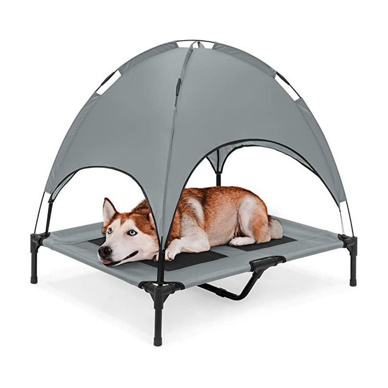 Foldable Elevated Cooling Pet Tent Dog Beds with Canopy Durable 1680D Oxford Fabric Portable for Camping or Beach