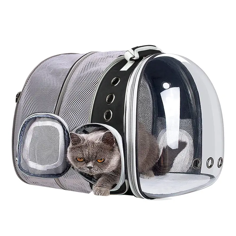 Breathable Pet Carrier Backpack Foldable Cat Backpack Traveling Expandable Cat Backpack Space Capsule Bubble Transparent Clear P