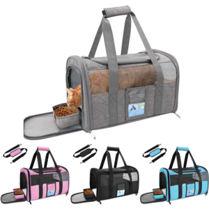 Pet Carrier Airline Approved Portable Pet Carrier Bag Foldable Breathable Cat Dog Carriers with Mesh Window