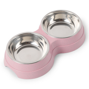 Stainless Steel Pet Bowl Double Diner Pet Bowl With Non-Skid Rubber Feet Feeder For Dogs Cats And Small Animal