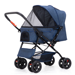 High Quality Luxury Folding Portable Pet Trolley For Dogs Cats Waterproof Outdoor Pet Stroller