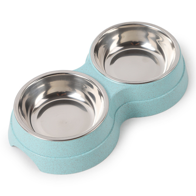 Stainless Steel Pet Bowl Double Diner Pet Bowl With Non-Skid Rubber Feet Feeder For Dogs Cats And Small Animal