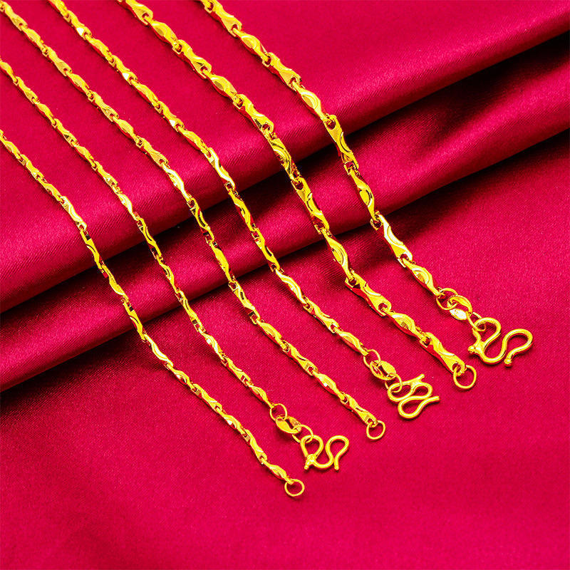 1girls accessories fashion jewelry necklaces delicate copper gold Vietnam Placer Gold Classic ingot link brass chain for jewelry