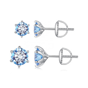 Green Blue Custom Real 10K 14K 18K Solid Gold S925 Sterling Silver 3mm - 10mm 1ct - 10CT D VVS Moissanite Diamond Studs Earring