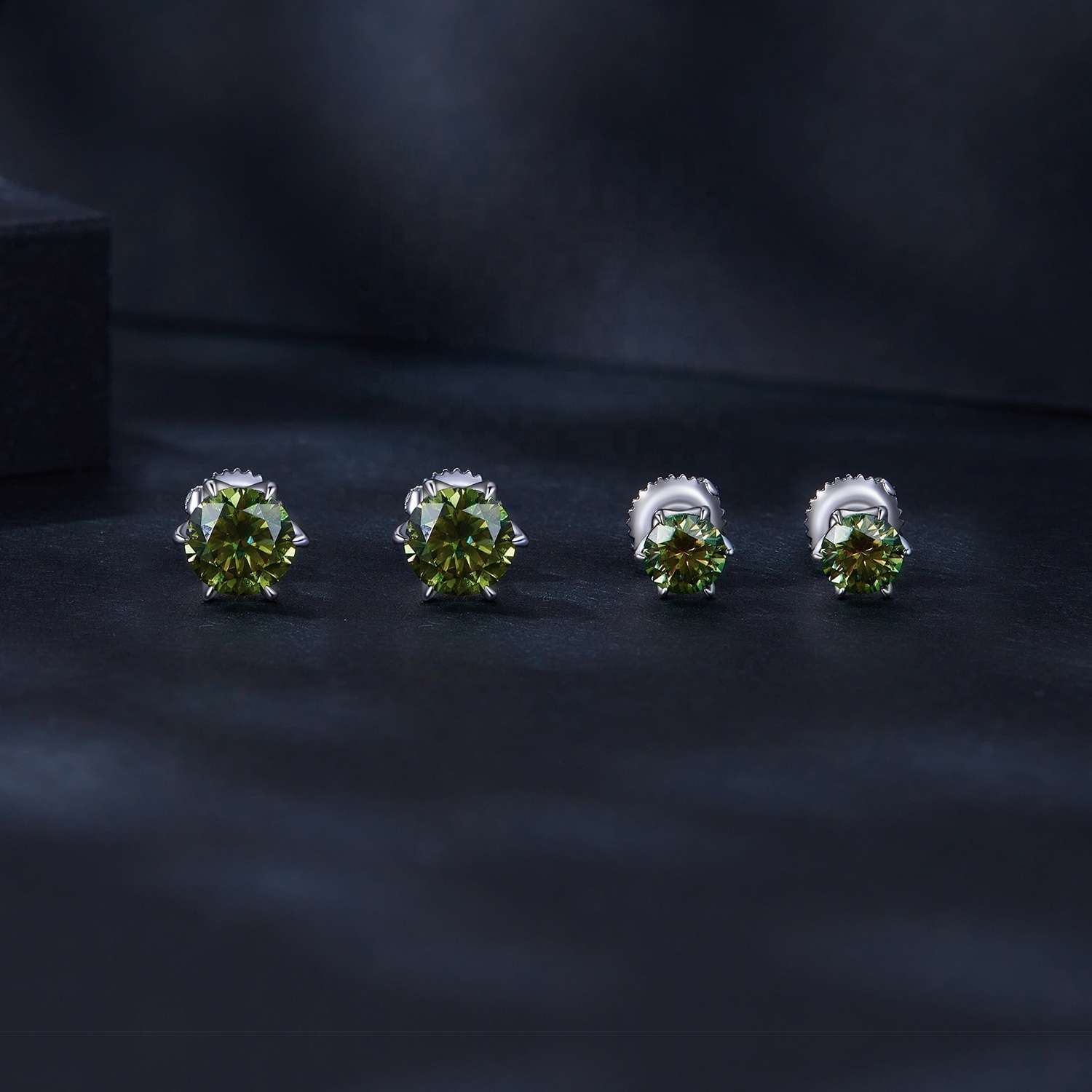 Green Blue Custom Real 10K 14K 18K Solid Gold S925 Sterling Silver 3mm - 10mm 1ct - 10CT D VVS Moissanite Diamond Studs Earring