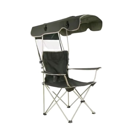 2024 Portable Camping Chair Beach Chair with Canopy Shade Folding Lightweight Portable Fishing Chairs with Cup Holder for Adults