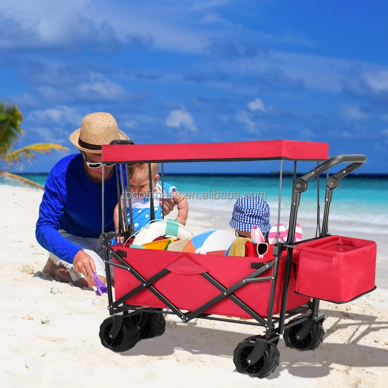 Padded Cotton 600D Oxfort Secure Lock Collapsible Garden Cart/Wagon with Removable Canopy