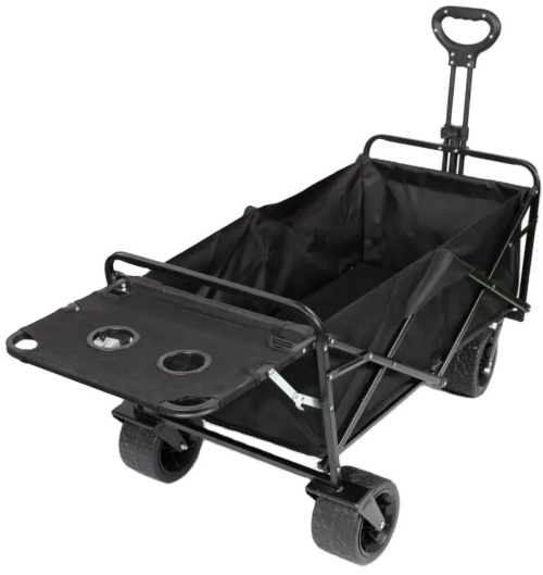 Collapsible Folding Wagon, Wagon Cart Heavy Duty Foldable with Two Drink Holders