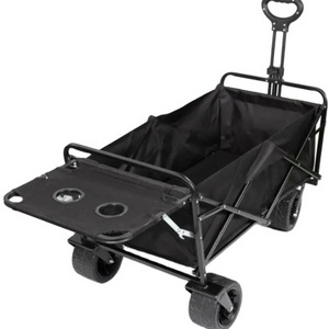 Collapsible Folding Wagon, Wagon Cart Heavy Duty Foldable with Two Drink Holders