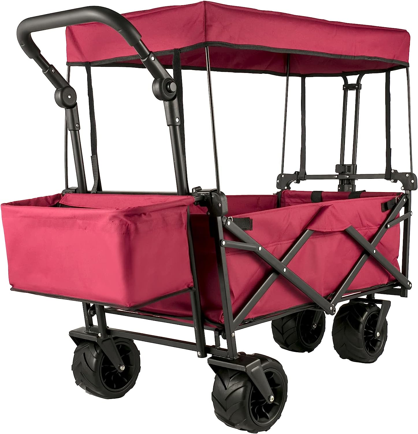 Padded Cotton 600D Oxfort Secure Lock Collapsible Garden Cart/Wagon with Removable Canopy