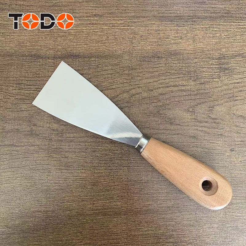 TODO hot sell 420 stainless steel putty knife scraper with  wooden handle