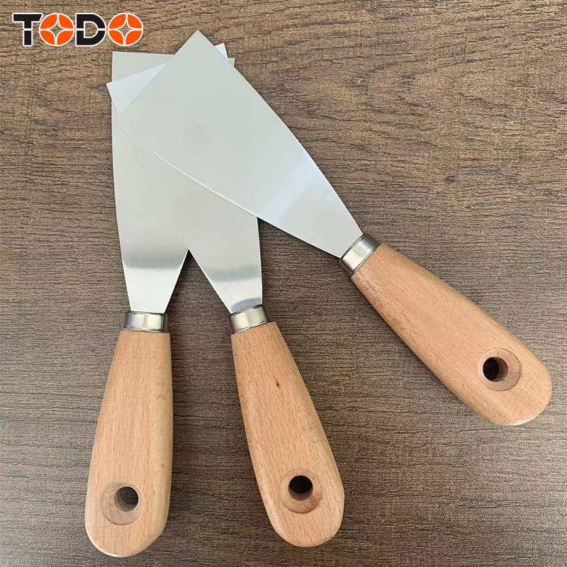 TODO hot sell 420 stainless steel putty knife scraper with  wooden handle