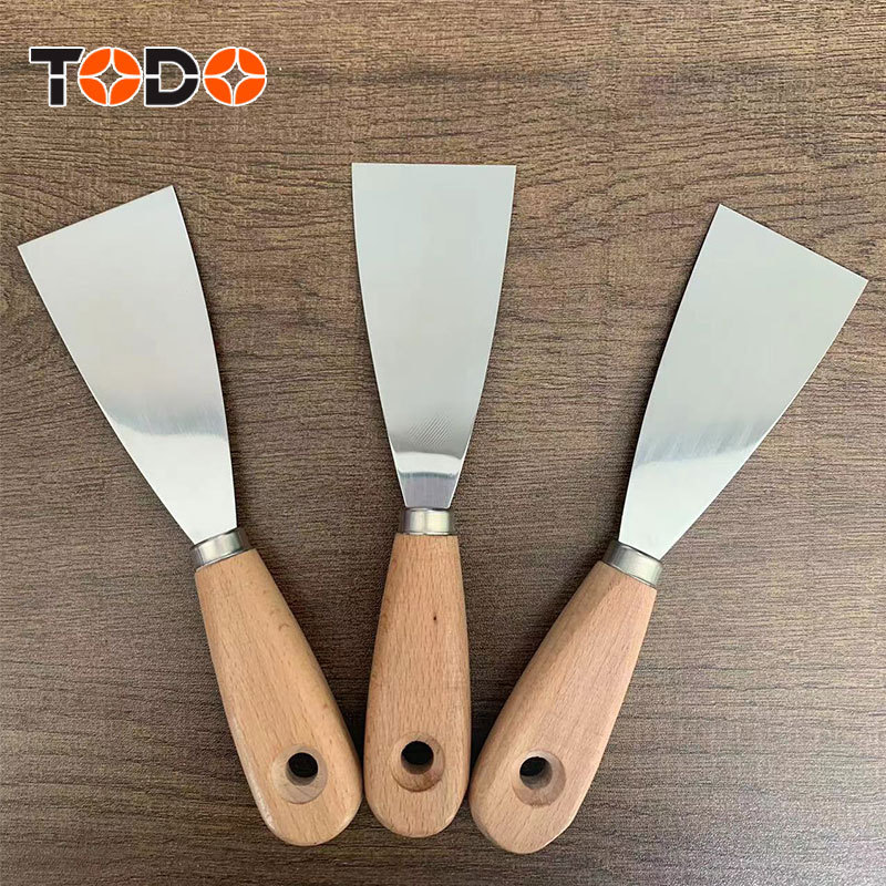 TODO hot sell 420 stainless steel putty knife scraper with  wooden handle