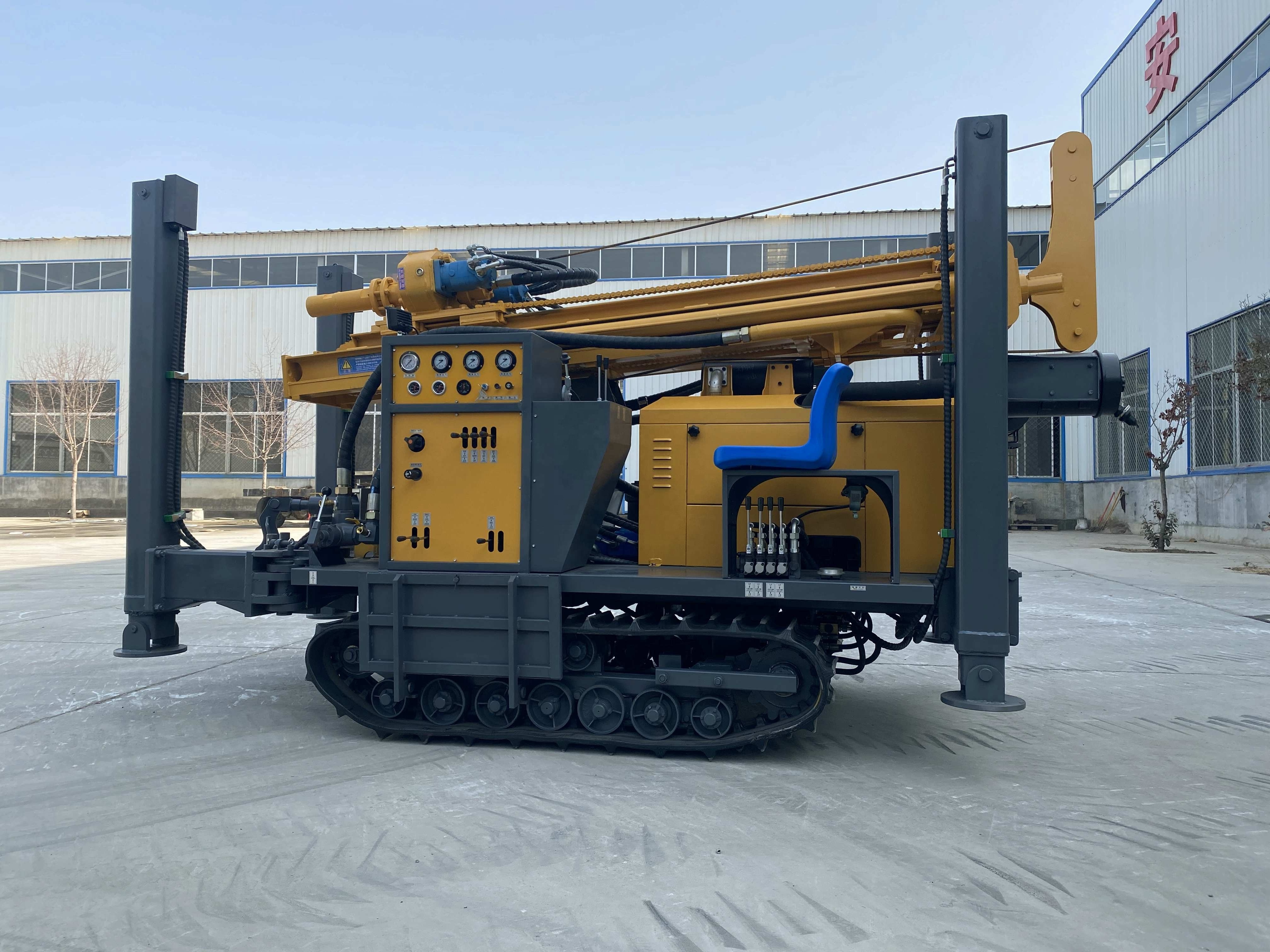 Chinese supplier 260m/280m/350m/450m Hydraulic crawler type borehole water well drilling machine rig mine drilling rig