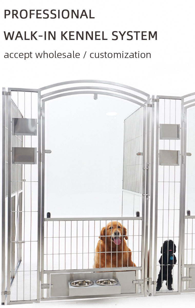 Dog kennel runs AEOLUS factory Wholesale customize Stainless steel Walk-in cage System Large Dog dog kennel runs