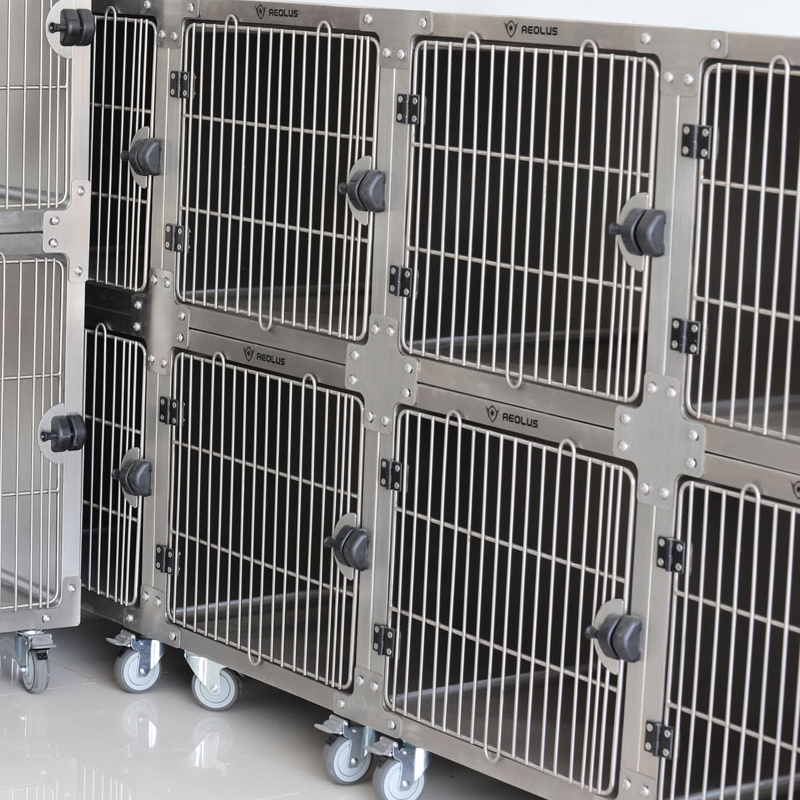 dog medical cage customize size veterinary pet hospital stackable dog medical cage stainless steel injection VET cages hot sale