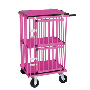 KB-514AAT AEOLUS Foldable Aluminum Dog Trolley Handled Pet Cage Small Size Pet Carrier Air Wheel Two Doors Pet Supplies