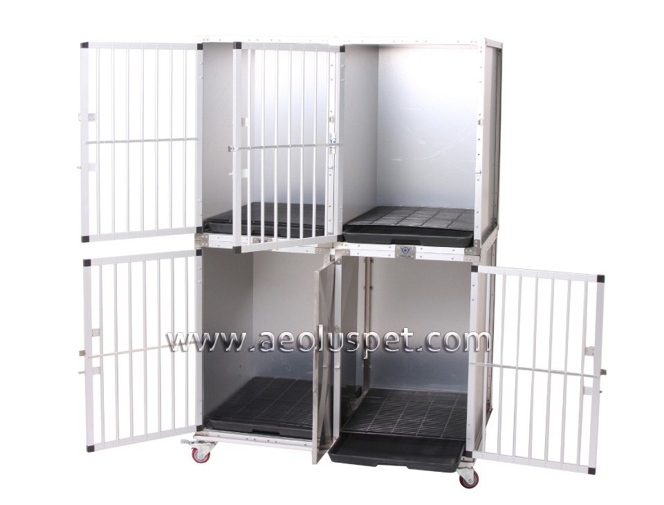 KA-506 Compound Aluminum Dog Kennel Modular Pet Dog Cage Crates with Wheels