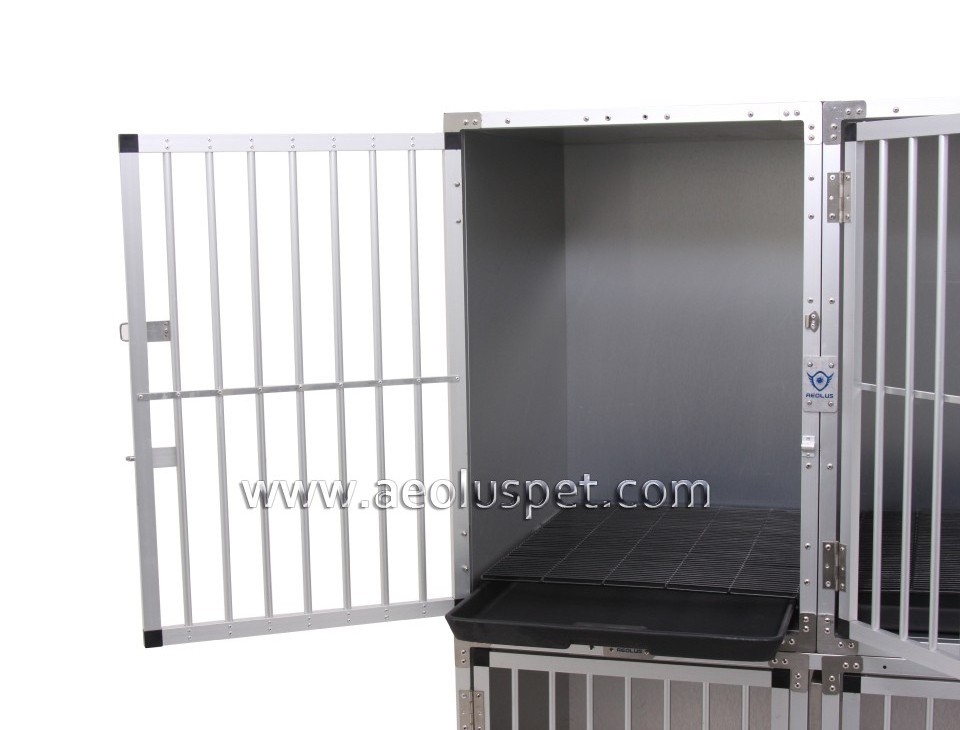 KA-506 Compound Aluminum Dog Kennel Modular Pet Dog Cage Crates with Wheels