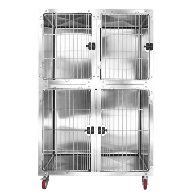 KA-509 Wholesale Durable Pet Cages Rounded Corner Hospital Stainless Steel Dog Cages With Separator