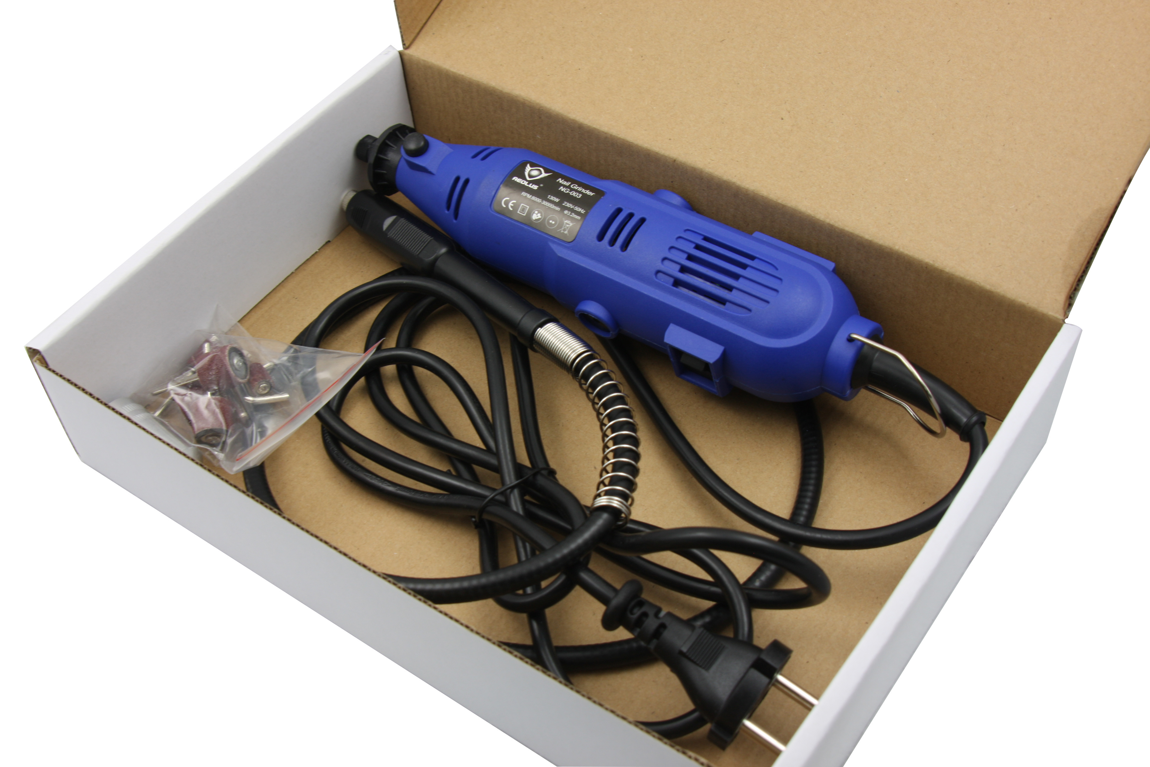 NG-003 Electric Dog Cat Nail Grinder with Rotary Tool Attachment Blue Pet Nail Grinder with Powerful Motor Dog Grooming Tools