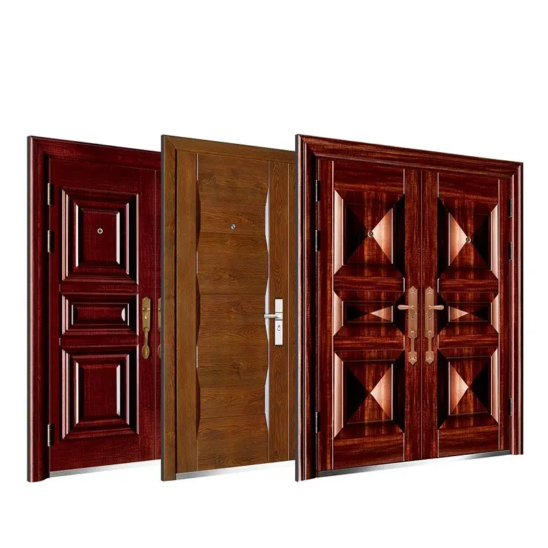 Model Metal Door Puerta De Seguridad Security Galvanized Steel Puertas Polimetal One and Half Door