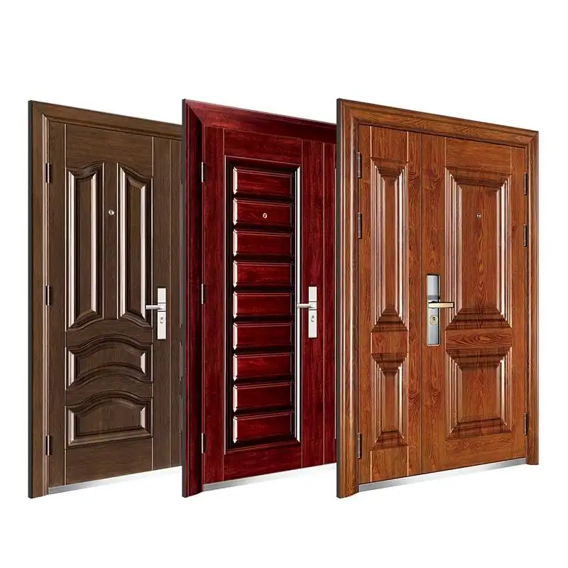 Model Metal Door Puerta De Seguridad Security Galvanized Steel Puertas Polimetal One and Half Door