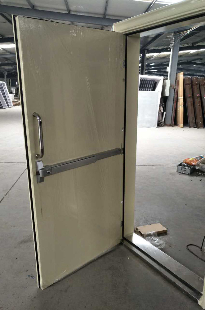 Big Frame Steel Fire Rated Door Panic Push Bar Wrought Iron Single Flush Door