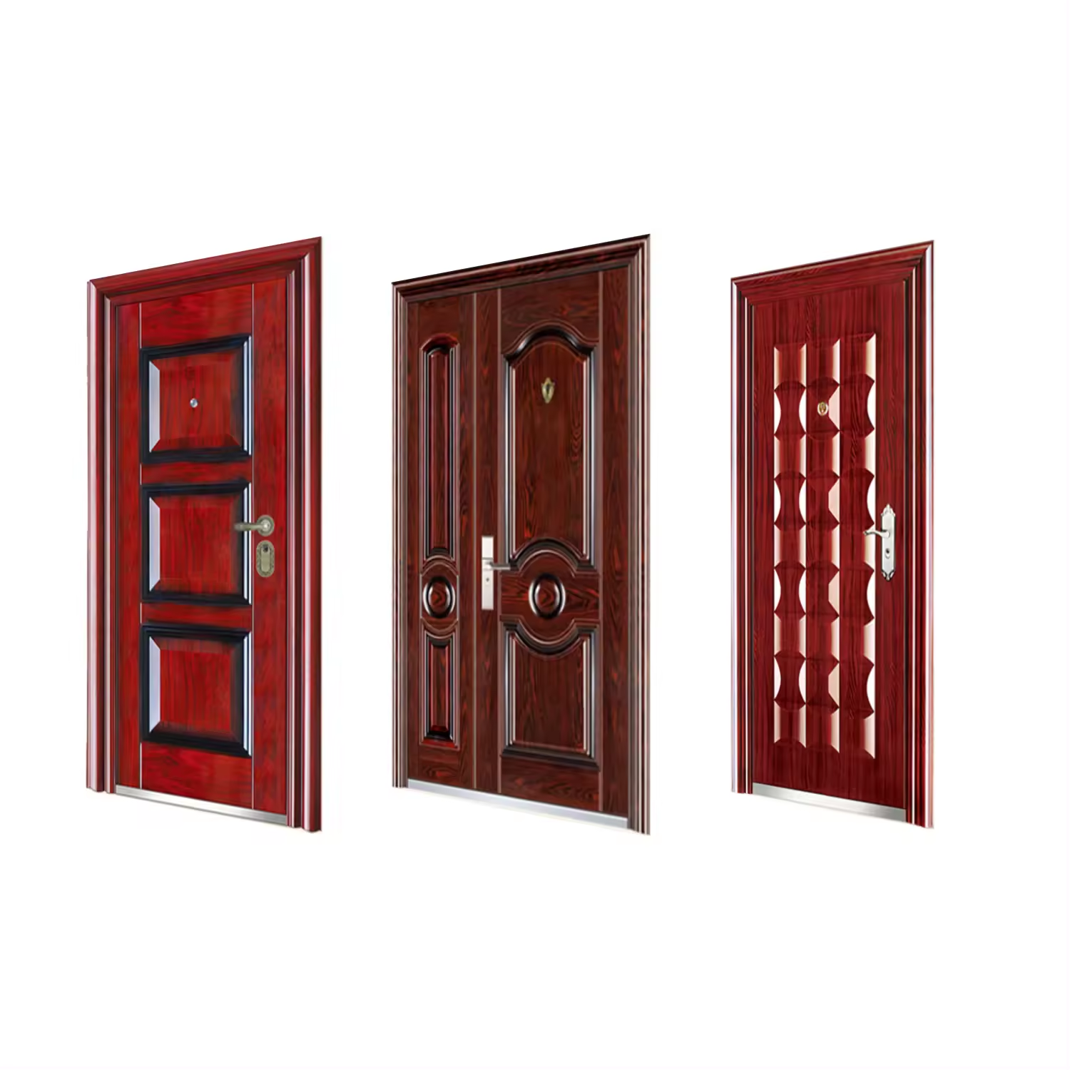 Security Frame Front Entry Doors Commercial Steel Modern Anti-theft Exterior Door For Houses