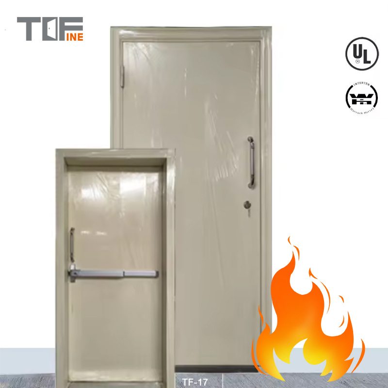 Big Frame Steel Fire Rated Door Panic Push Bar Wrought Iron Single Flush Door