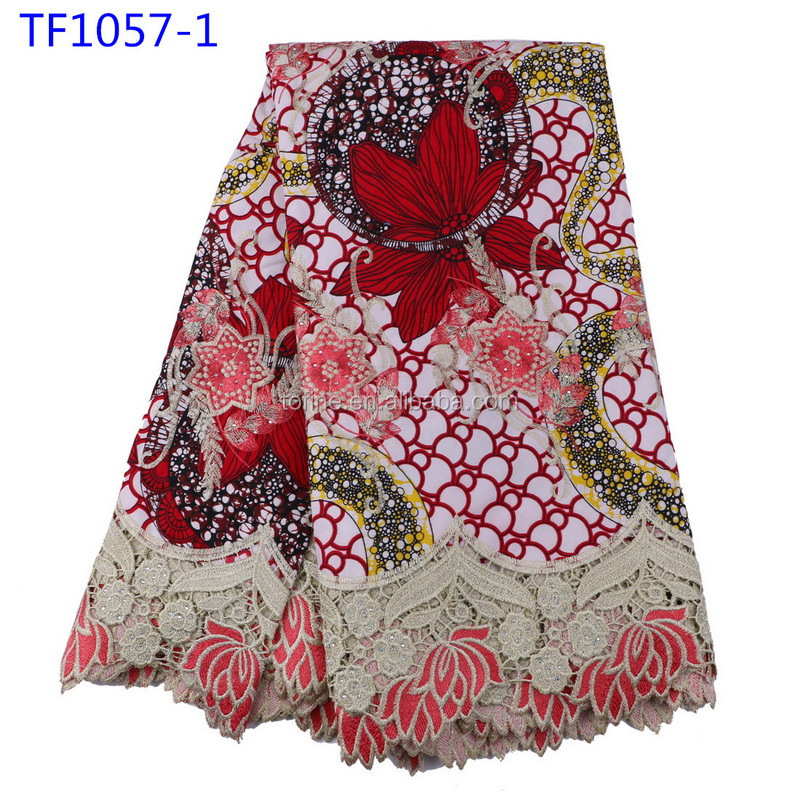 Big sale ankara wax fabric with stone embroidery cord lace fabric for making dress