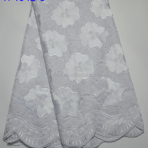 New arrival white african lace fabrics high quality african swiss voile lace with stones for wedding dress