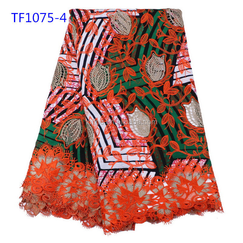 African wax lace fabric Ankara wax mix Lace fabrics for wedding Party dress