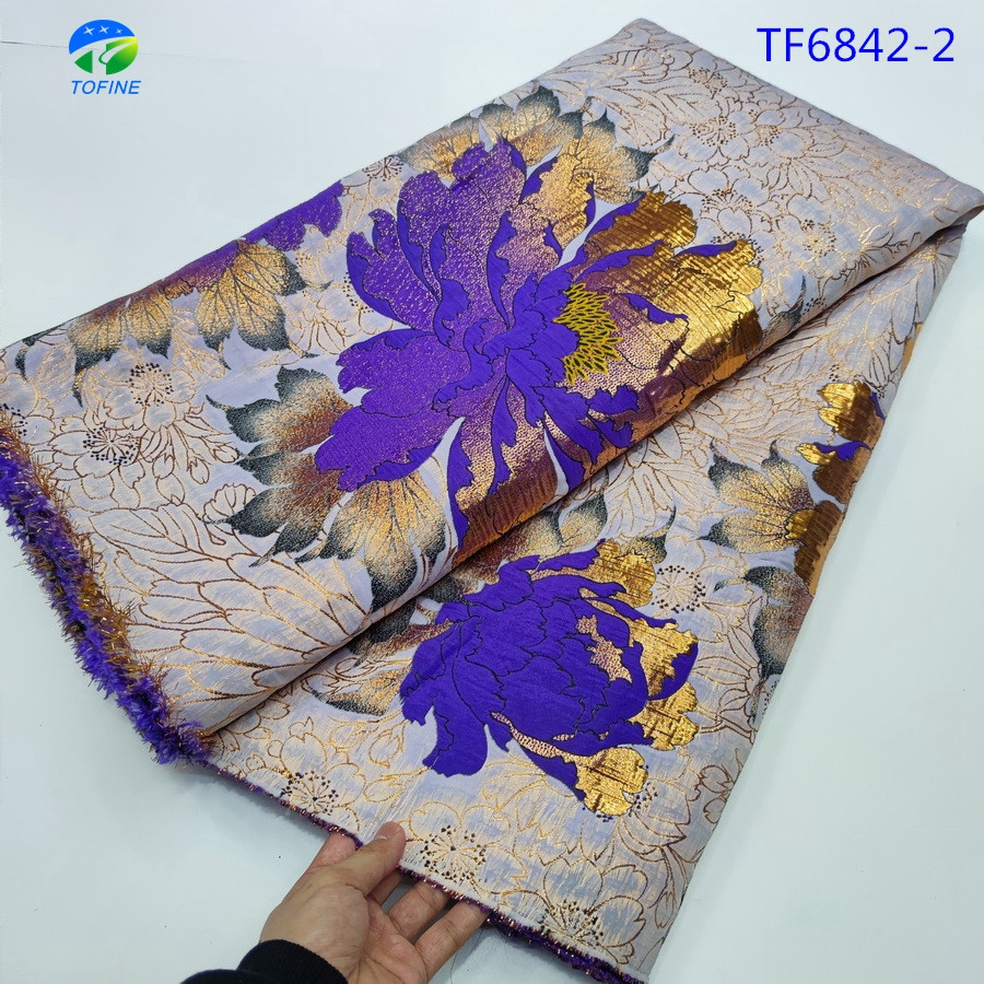 Latest flower design jacquard brocade fabric embroidery french lace silk brocade fabric