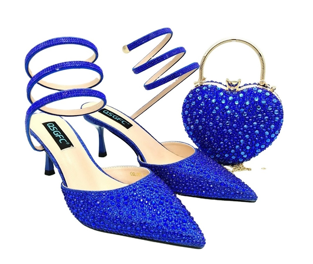 July shoes bag set exquisite wrap around ankle high heels match heart shaped handbag 1set