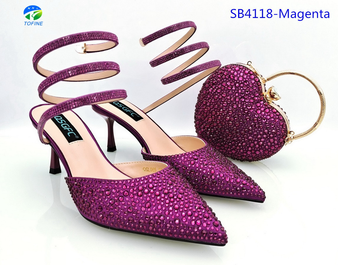 July shoes bag set exquisite wrap around ankle high heels match heart shaped handbag 1set