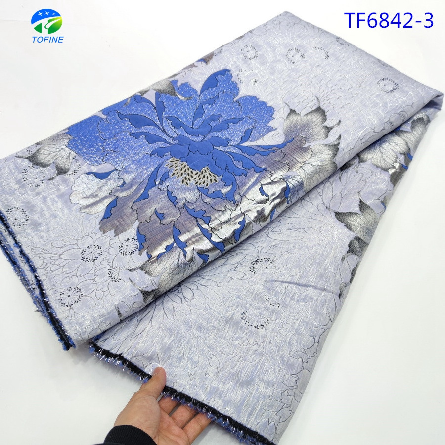 Latest flower design jacquard brocade fabric embroidery french lace silk brocade fabric