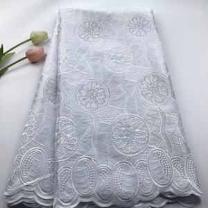 Wholesale latest cotton african lace fabrics cheap white nigerian dry swiss voile lace