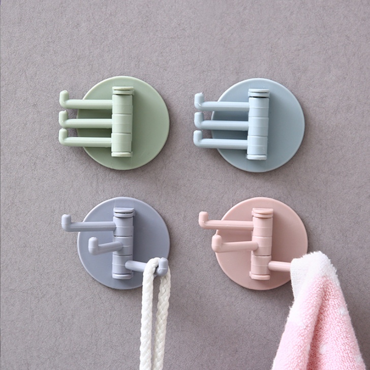 Rotatable Seamless Adhesive Bearing Kitchen Rack Towel Hanger Bathroom Rack Hooks Storage Hooks