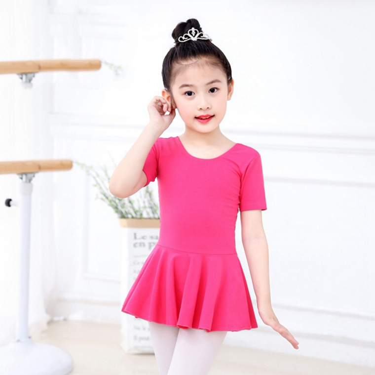 hot sale Girls Comfortable Lesson Dance Costume Short Sleeves Round Neck Dancing Dresses