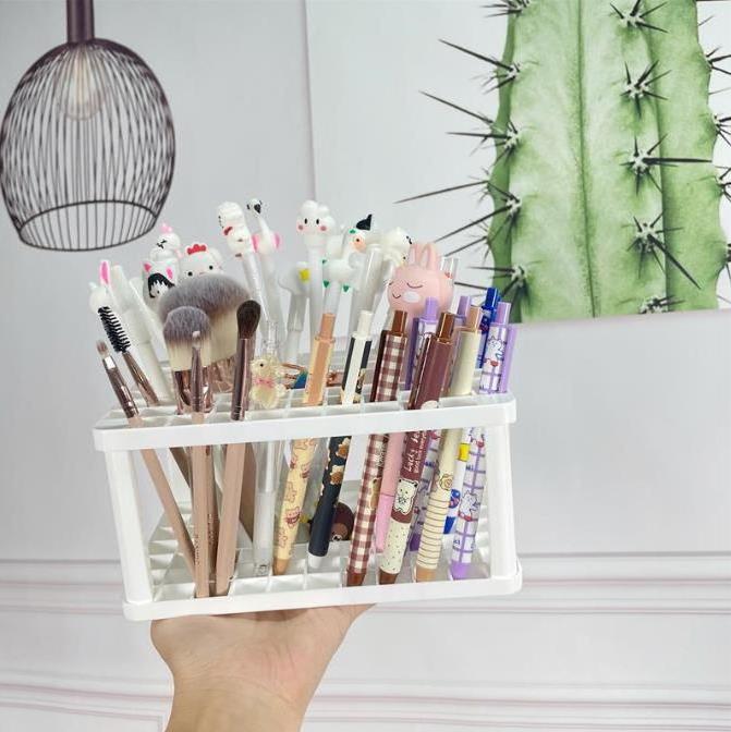 Creative square pen holder beauty rack position convenient storage of makeup brushes small shelf